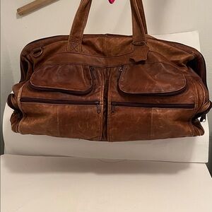 Vintage Carroll Collection Brown Rustic  Leather Duffel Bag for Men